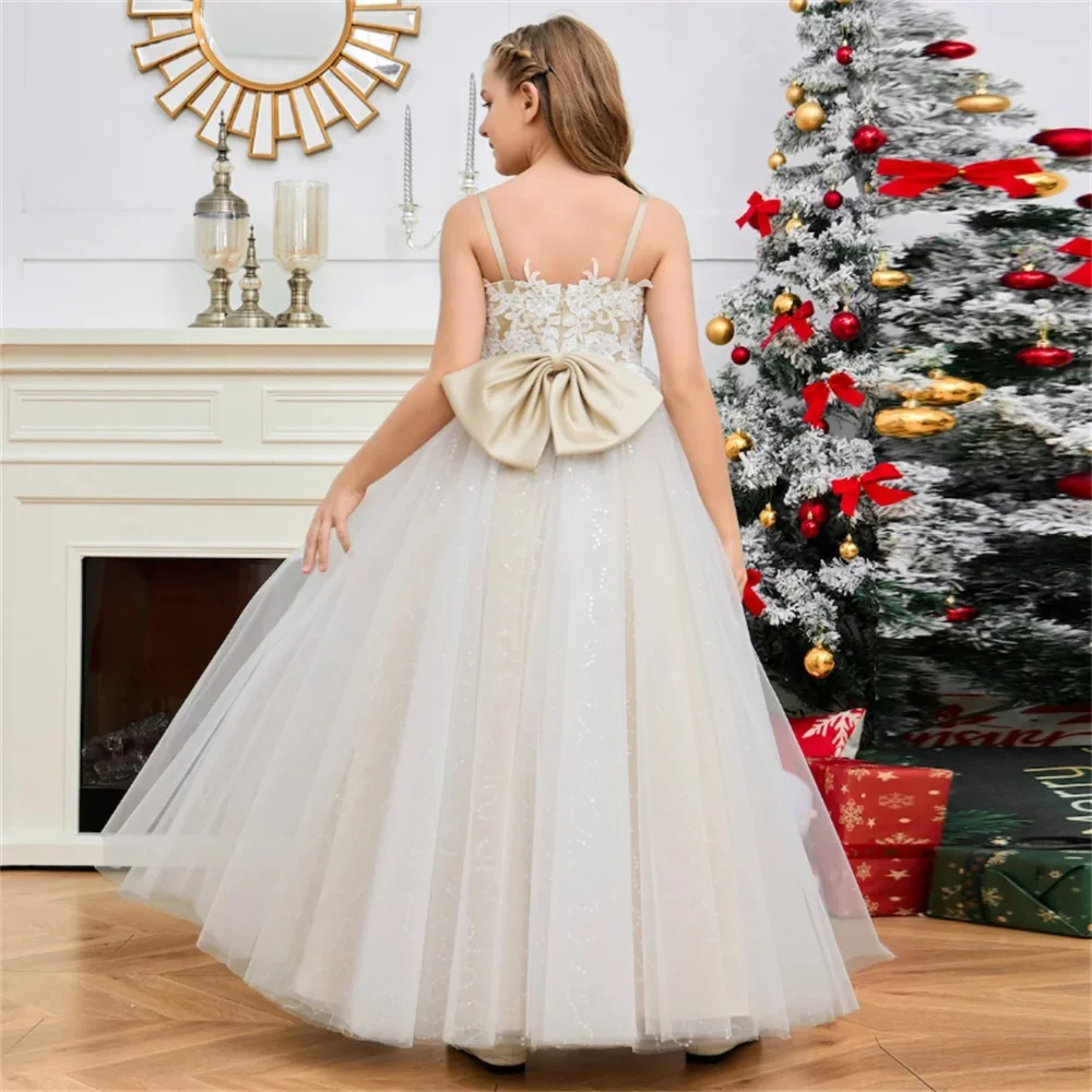 Elegant Flower Girl Dress For Wedding Sleeveless Applique Ankle Length With Bow Child First Eucharistic Birthday Party Dresses
Elegant Flower Girl Dress For Wedding Sleeveless Applique Ankle Length With Bow Child First Eucharistic Birthday Party Dresses
