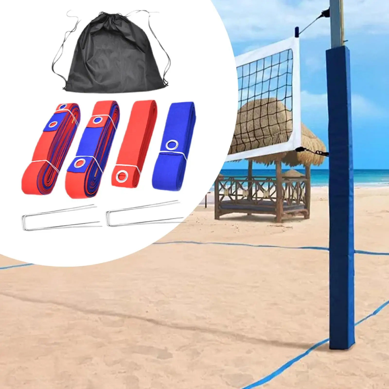 Beach Volleyball Lines Kit Court Marker Portable Accessories Field Supplies for Beach Volleyball and Badminton Training
Beach Volleyball Lines Kit Court Marker Portable Accessories Field Supplies for Beach Volleyball and Badminton Training
