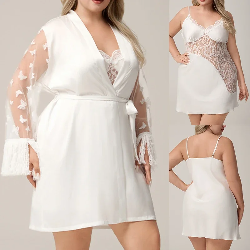 Wedding Robe Nightgown Patchwork Lace Bride Sleepwear White Satin Kimono Short Loungewear Nightdress Bride Vestidos Loungewear
Wedding Robe Nightgown Patchwork Lace Bride Sleepwear White Satin Kimono Short Loungewear Nightdress Bride Vestidos Loungewear