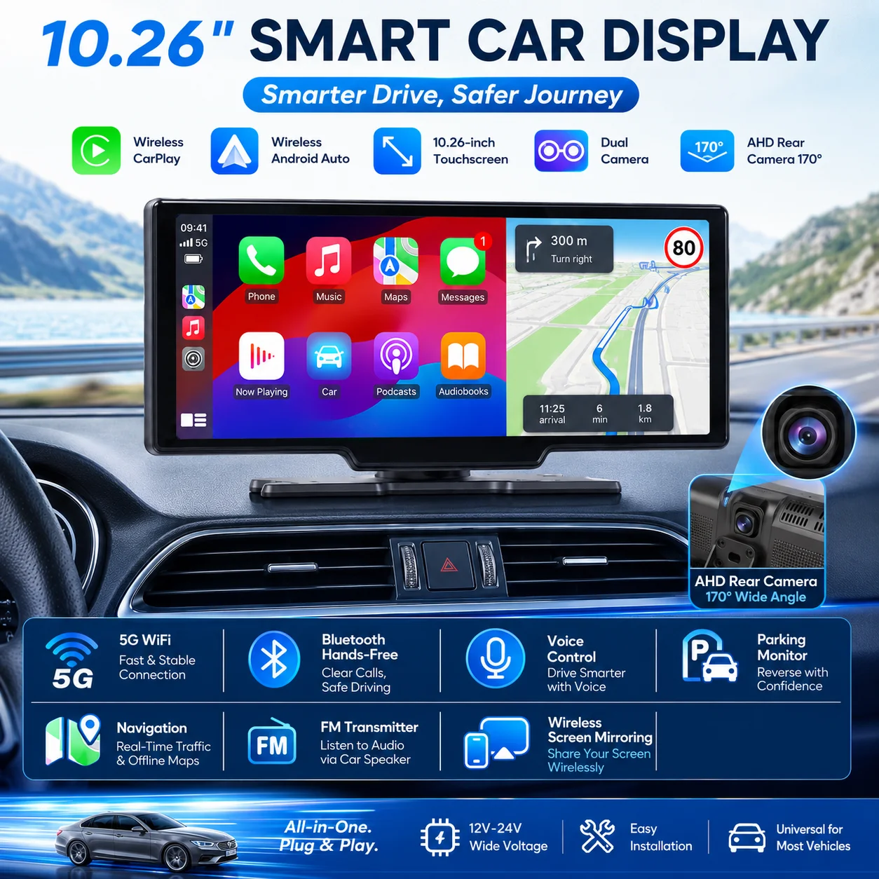 Universal Portable Carplay for Car Screen, Wireless Carplay Screen Wireless Car Stereo with Carplay Android Auto, Car Touchscree
Universal Portable Carplay for Car Screen, Wireless Carplay Screen Wireless Car Stereo with Carplay Android Auto, Car Touchscree