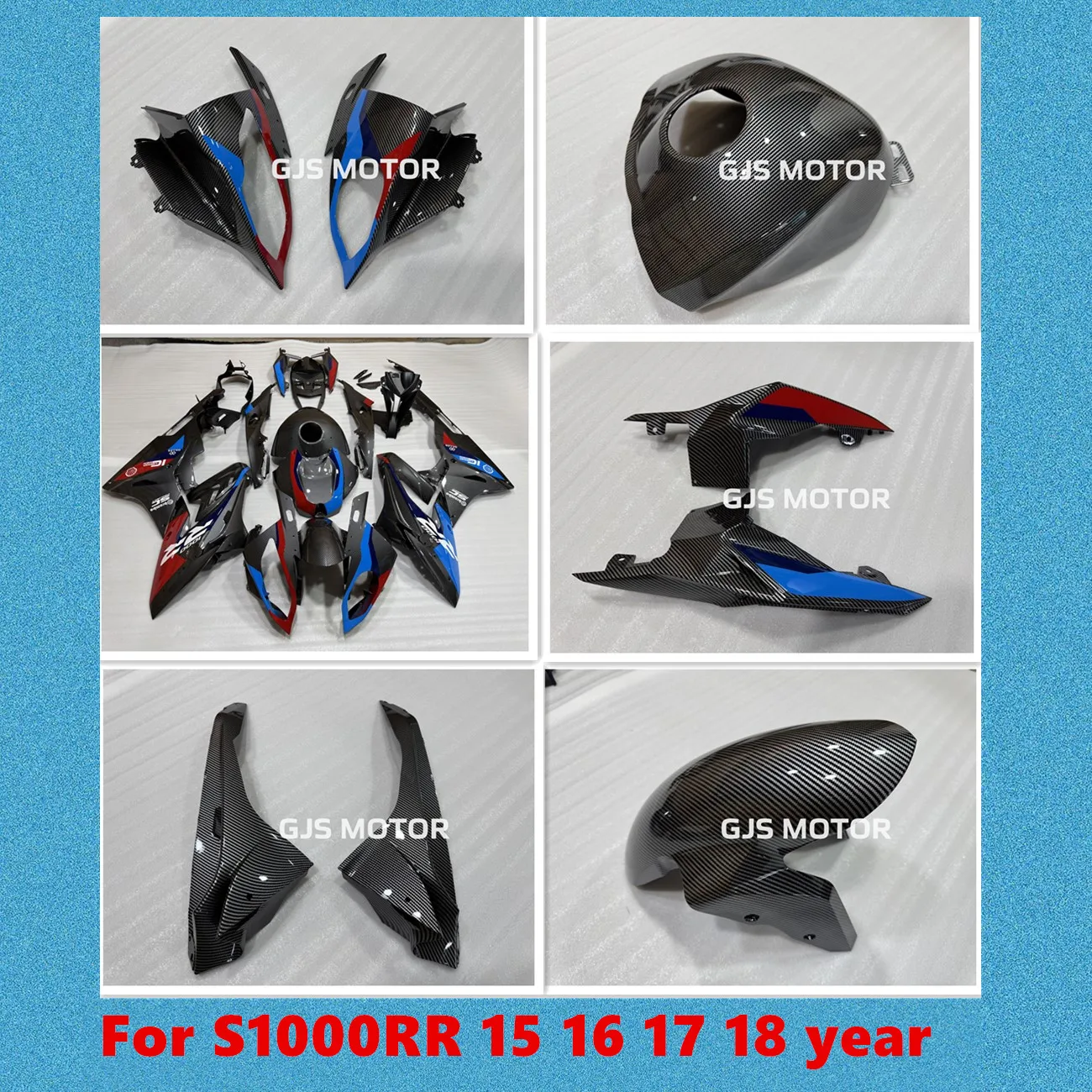 Suitable for S1000RR 15 16 17 18 shell carbon fiber painted head cover, fuel tank cover, mudguard, rear tailboard, rear hump
Suitable for S1000RR 15 16 17 18 shell carbon fiber painted head cover, fuel tank cover, mudguard, rear tailboard, rear hump