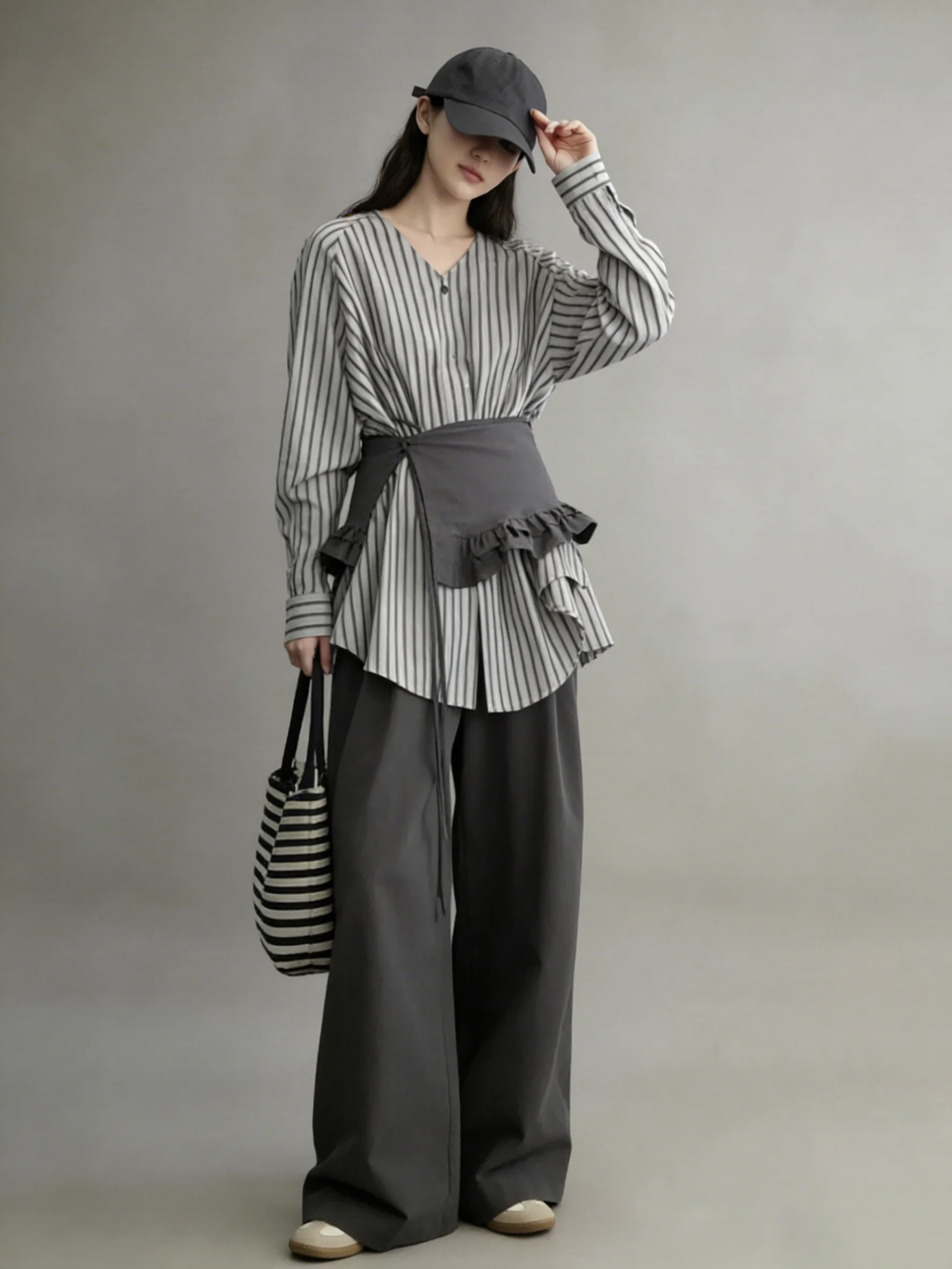 Korean Style Casual Striped Shirt Dress And Wide Leg Pants Set Women's Fashion High Waist Long Sleeve V Neck Spring Outfit
Korean Style Casual Striped Shirt Dress And Wide Leg Pants Set Women's Fashion High Waist Long Sleeve V Neck Spring Outfit