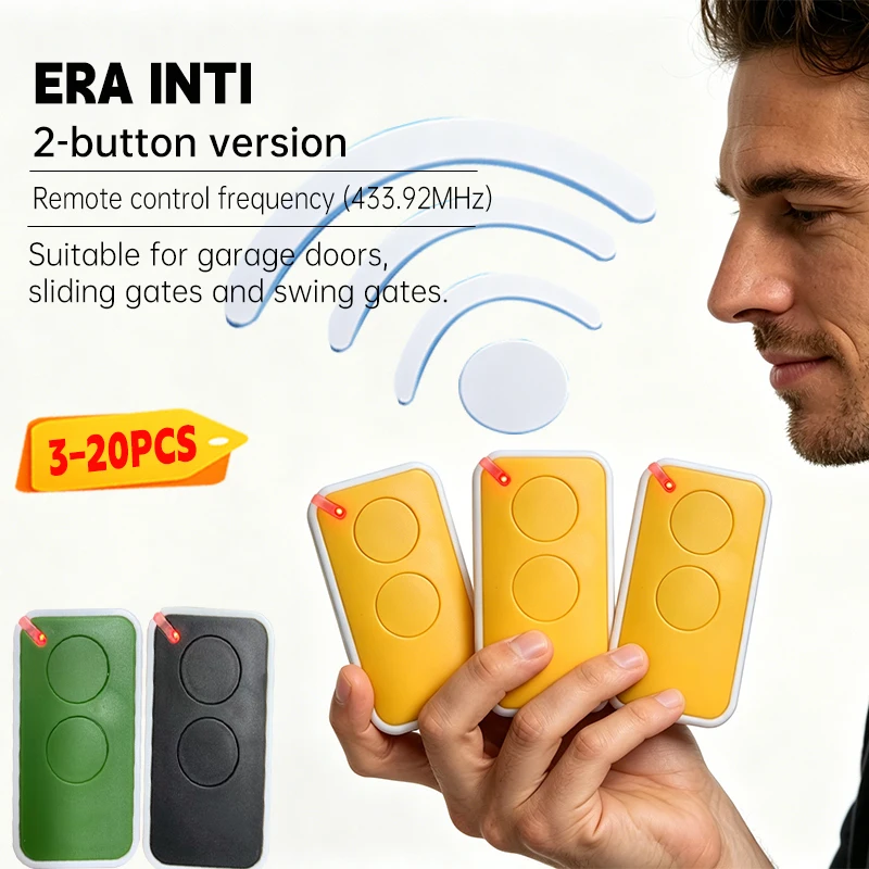 3-20pcs Garage Door Remote Control 433.92MHz Rolling Code For NICE ERA INTI1Gate Opener Transmitter
3-20pcs Garage Door Remote Control 433.92MHz Rolling Code For NICE ERA INTI1Gate Opener Transmitter