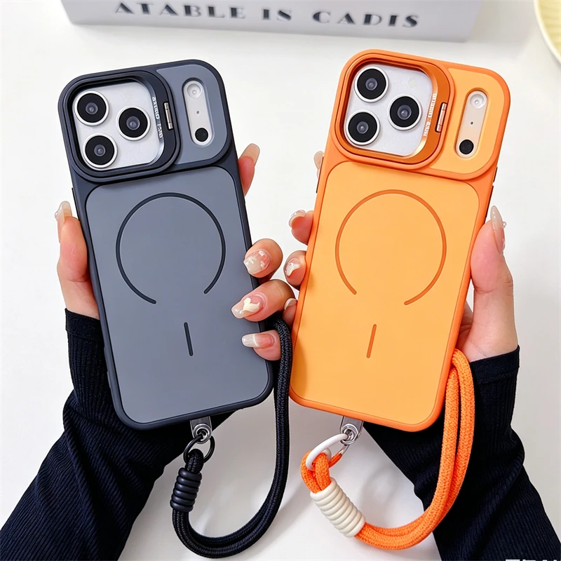 For Magsafe Magnetic Metal Lens Protection Stand Case For iPhone 17 16 Pro Max 17Pro Wrist Strap Lanyard Shockproof Bumper Cover
For Magsafe Magnetic Metal Lens Protection Stand Case For iPhone 17 16 Pro Max 17Pro Wrist Strap Lanyard Shockproof Bumper Cover