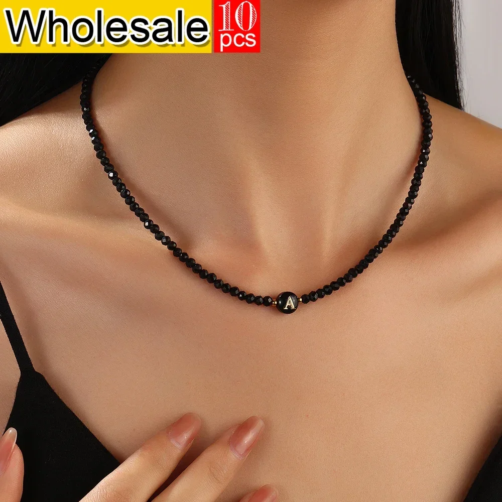 26 letter black crystal bead necklace stainless steel jewelry women's jewelry 2024 new product 10PCS
26 letter black crystal bead necklace stainless steel jewelry women's jewelry 2024 new product 10PCS