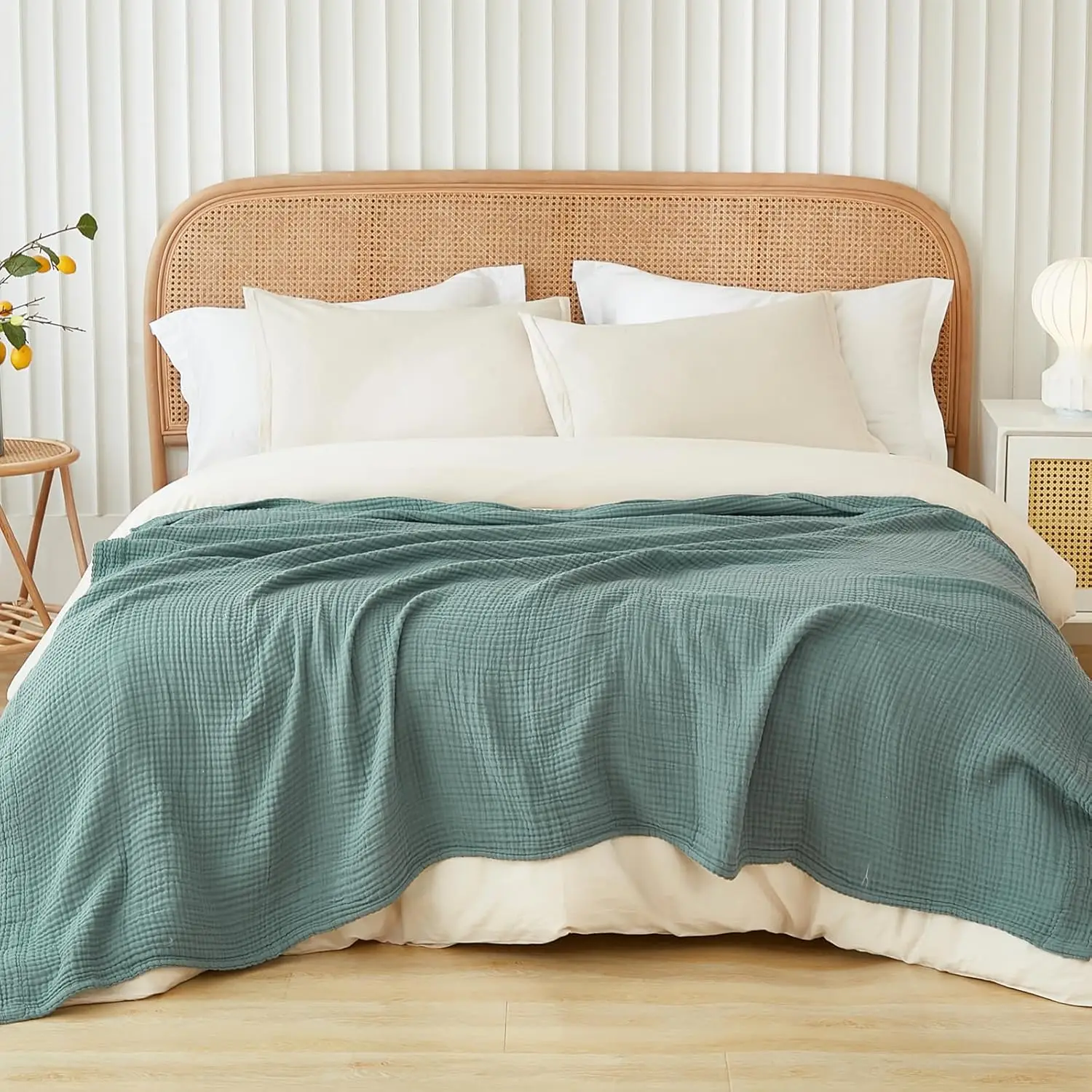 Oversized Cotton Muslin King Blanket, Breathable Gauze Bedspread Coverlet, Soft Lightweight for Layering (Teal, 120"x94")
Oversized Cotton Muslin King Blanket, Breathable Gauze Bedspread Coverlet, Soft Lightweight for Layering (Teal, 120"x94")