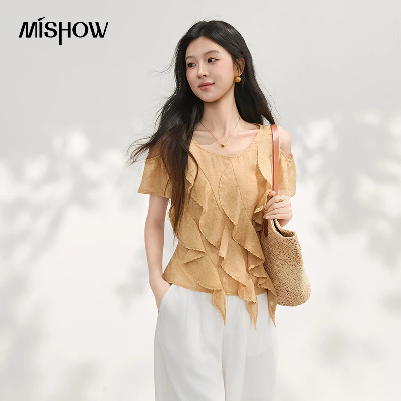 MISHOW Lyocell Ramie Blend Blouse Summer O-Neck Off-Shoulder Irregular Ruffle Splicing Slim Elegant Casual Blouses MXF27X2686
MISHOW Lyocell Ramie Blend Blouse Summer O-Neck Off-Shoulder Irregular Ruffle Splicing Slim Elegant Casual Blouses MXF27X2686