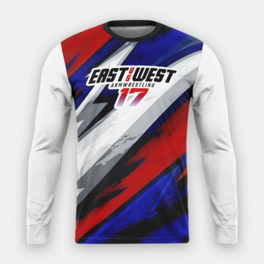 East Vs West 17 Devon Larratt Arm Wrestling Jersey Team Wrist Enthusiasts Training Fitness Game-day Long Sleeve Uniform Clothes
East Vs West 17 Devon Larratt Arm Wrestling Jersey Team Wrist Enthusiasts Training Fitness Game-day Long Sleeve Uniform Clothes