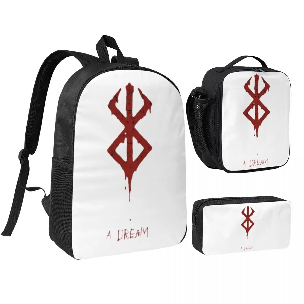 Japanese Anime Berserk Logo Backpack Boys Girls BookBag School Bag Shoulder Bags 3ps Insulated Lunch Bag Pencil Case
Japanese Anime Berserk Logo Backpack Boys Girls BookBag School Bag Shoulder Bags 3ps Insulated Lunch Bag Pencil Case
