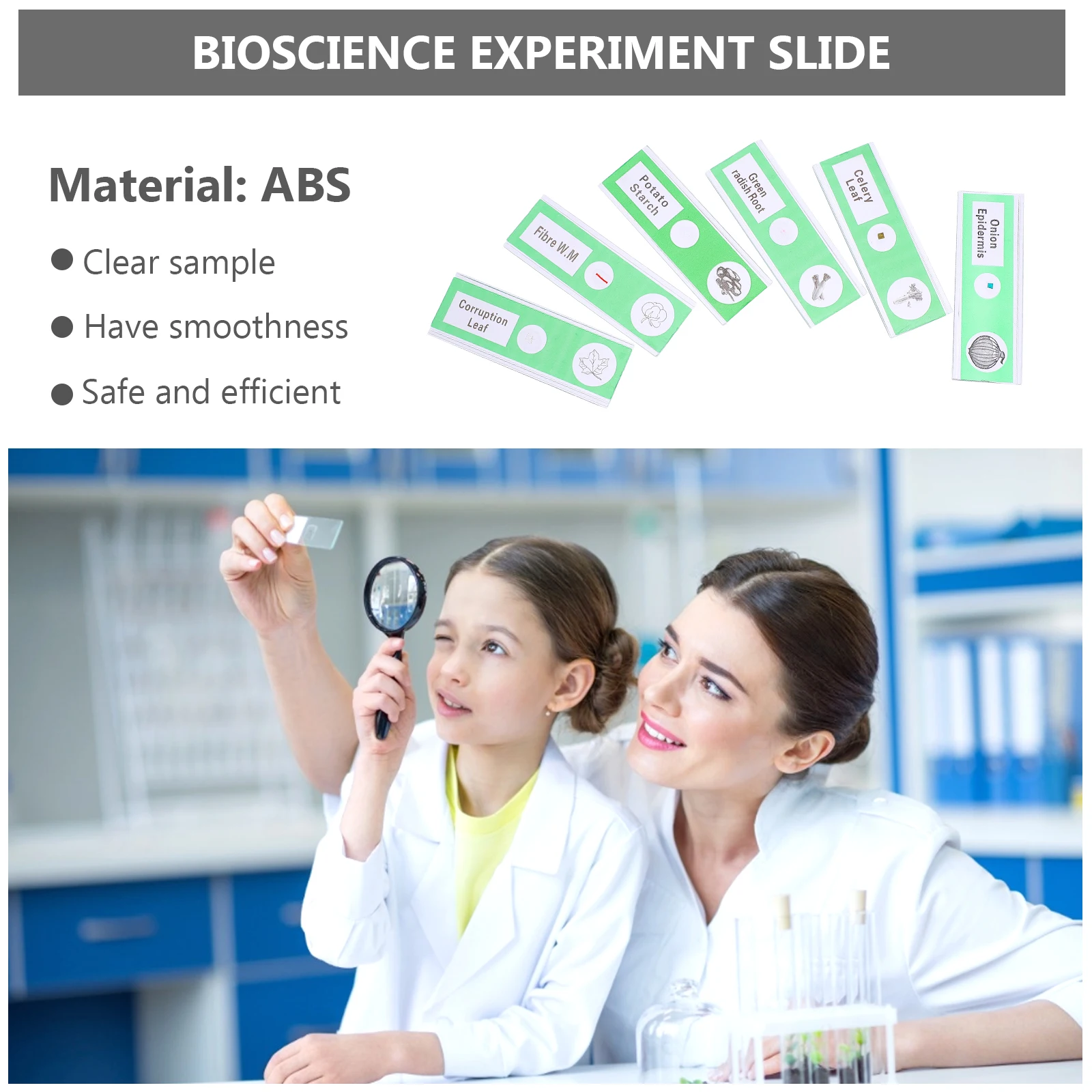 Microscope Prepared Vegetable Specimens Kids Safe Plastic ABS Sample Teaching Plastic Microscope Slides Equipment Accessories
Microscope Prepared Vegetable Specimens Kids Safe Plastic ABS Sample Teaching Plastic Microscope Slides Equipment Accessories