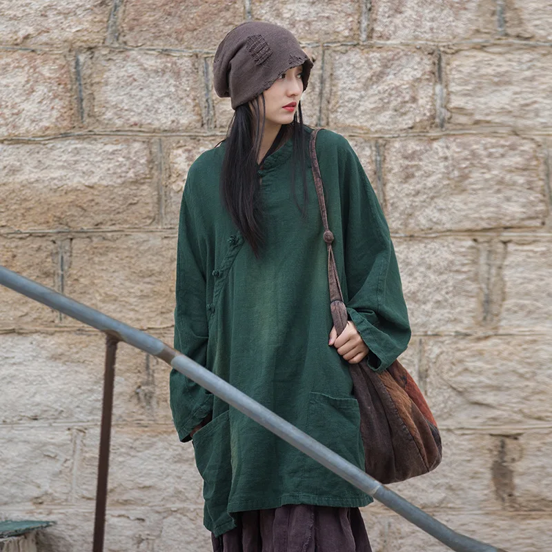 Ramie Cotton Sand Fried Old Spring and Linen Women's Clothing New Button Oblique Placket Artistic Chinese Jacket
Ramie Cotton Sand Fried Old Spring and Linen Women's Clothing New Button Oblique Placket Artistic Chinese Jacket