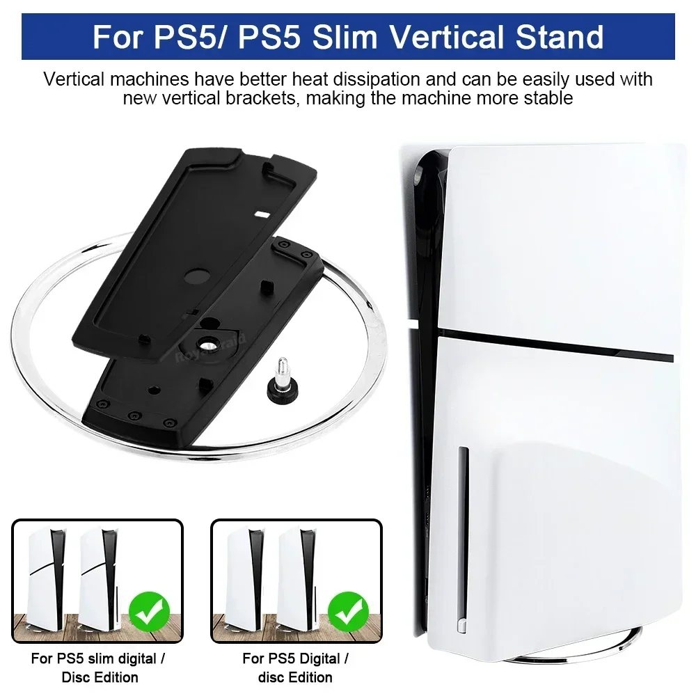 For PS5 Slim CFI 2000 and PS5 CFI 1000 Disc and Digital For PS5 Slim Vertical Stand Metal Anti-Slip Base Bracket
For PS5 Slim CFI 2000 and PS5 CFI 1000 Disc and Digital For PS5 Slim Vertical Stand Metal Anti-Slip Base Bracket