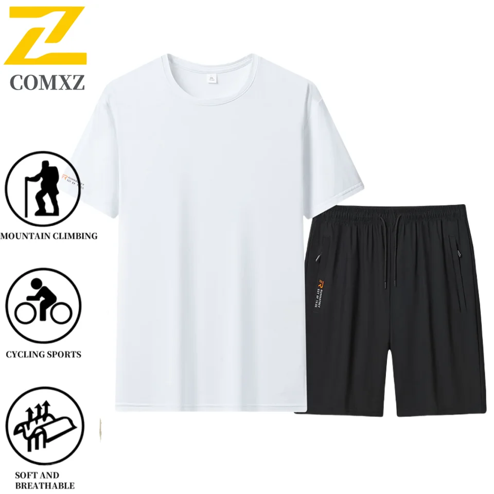 Summer Men's Sweats Set Casual Jogger Quick-drying Ice Silk T-shirt + Sports Shorts 2-piece Set Man Outdoor Running Tracksuit
Summer Men's Sweats Set Casual Jogger Quick-drying Ice Silk T-shirt + Sports Shorts 2-piece Set Man Outdoor Running Tracksuit