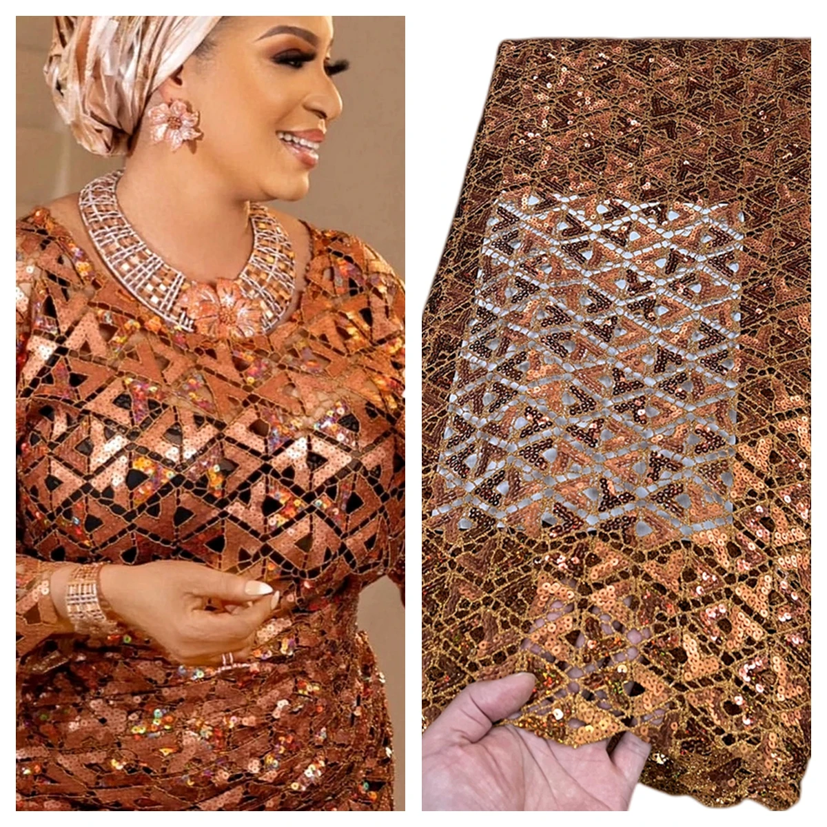 African Nigerian2023High Quality Tulle Lace Fabric Cotton Embroidery Wedding Party Dress Golden Damask Sequins 5Yard
African Nigerian2023High Quality Tulle Lace Fabric Cotton Embroidery Wedding Party Dress Golden Damask Sequins 5Yard