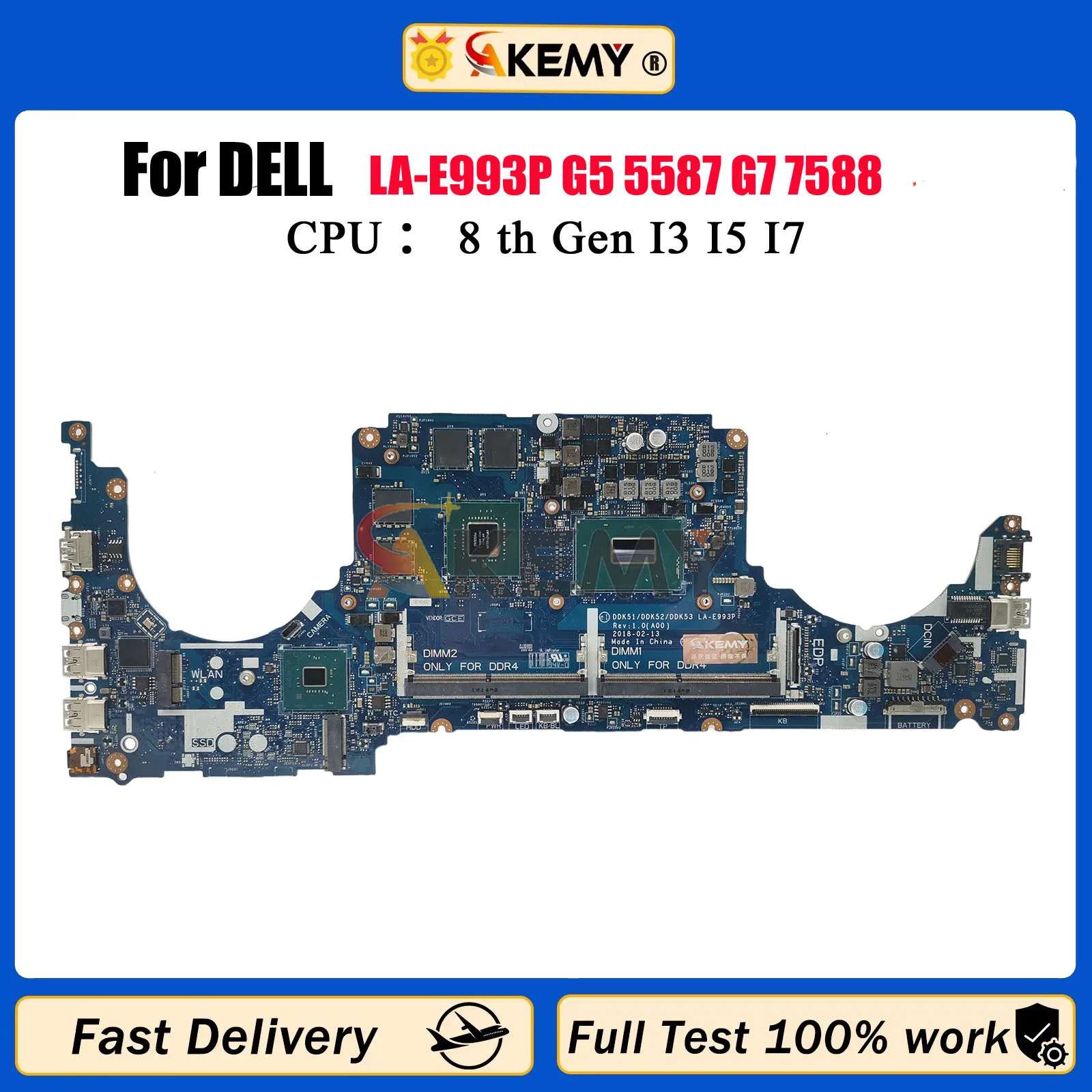 Материнская плата для ноутбука DELL Inspiron 15 7577 7570 G7 7588 G5 5587 7580, LA-E993P i5 i7, материнская плата для ноутбука с процессором, 100% протестировано, ОК
Материнская плата для ноутбука DELL Inspiron 15 7577 7570 G7 7588 G5 5587 7580, LA-E993P i5 i7, материнская плата для ноутбука с процессором, 100% протестировано, ОК