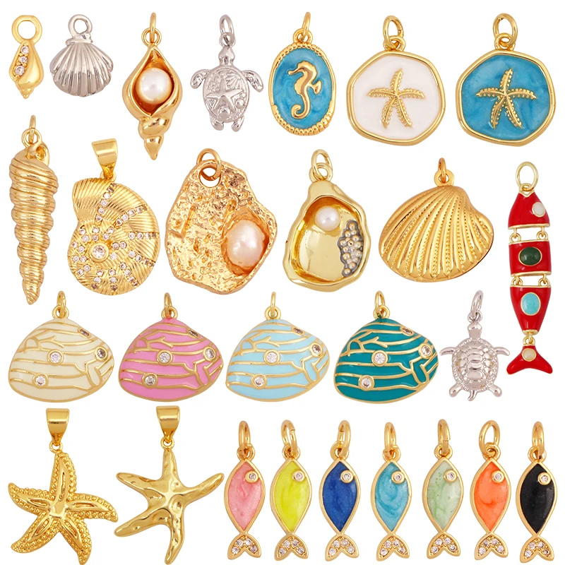 Marine Organism Sea Horse Turtle Fish Conch Shell Starfish Charm Pendant,Real 8K Gold Plated Zircon Jewelry Finding Supplies S05
Marine Organism Sea Horse Turtle Fish Conch Shell Starfish Charm Pendant,Real 8K Gold Plated Zircon Jewelry Finding Supplies S05