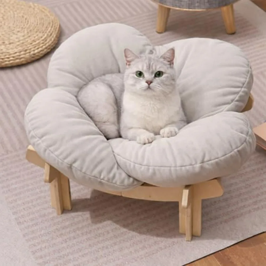 Elevated Wooden Cat Bed with Fluffy Removable Cushion, Modern Petal Shaped Cat Couch Sofa for Indoor Cats Small Dogs 40lbs Capa
Elevated Wooden Cat Bed with Fluffy Removable Cushion, Modern Petal Shaped Cat Couch Sofa for Indoor Cats Small Dogs 40lbs Capa