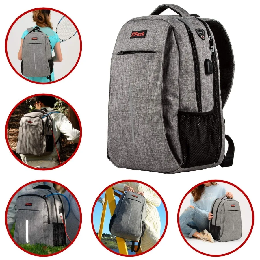 15" Grey RFID-Safe Travel Laptop Backpack TSA-Friendly Unisex with USB Charging Port
15" Grey RFID-Safe Travel Laptop Backpack TSA-Friendly Unisex with USB Charging Port