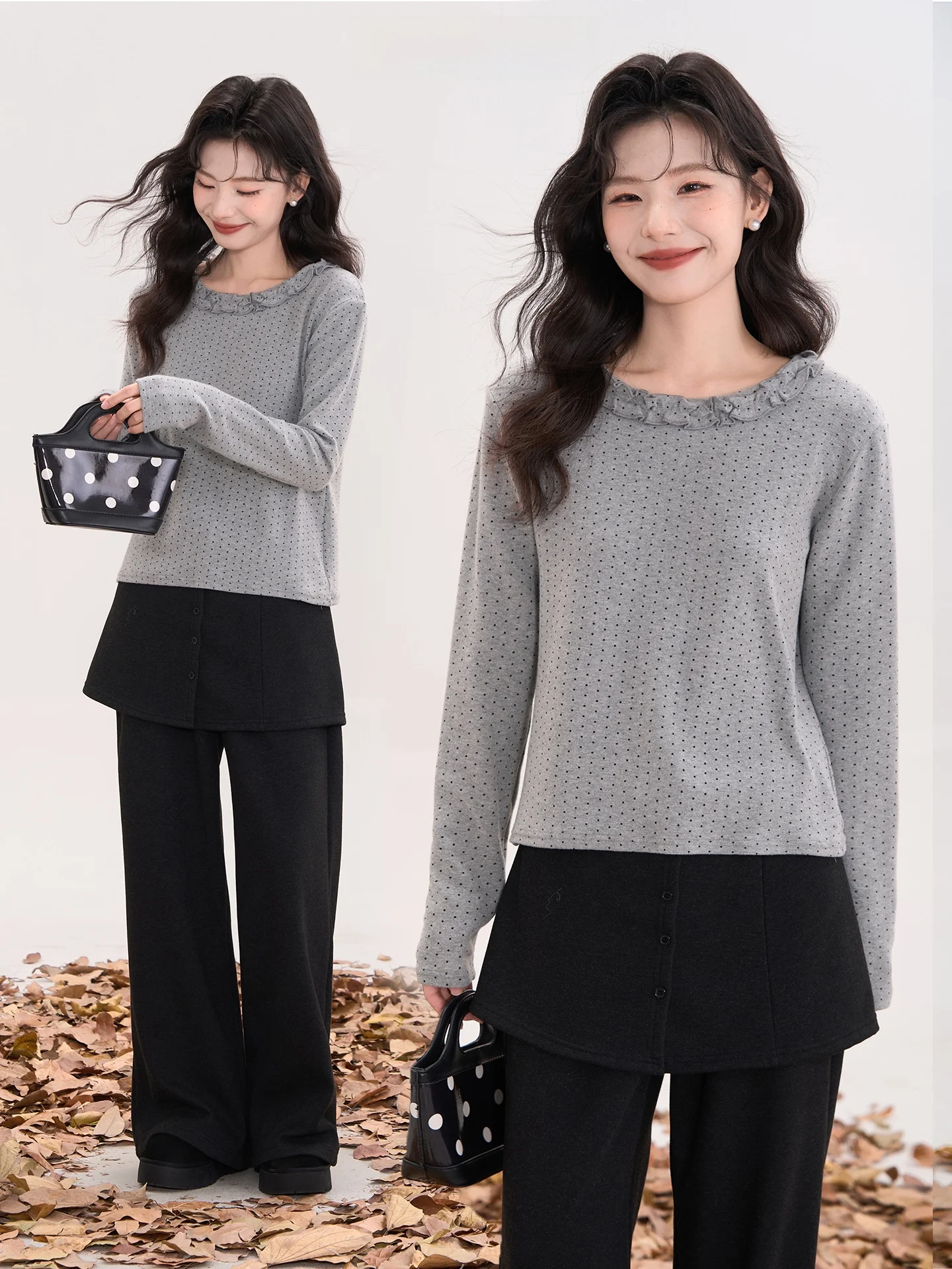 Heme Long Sve round Ne Polka Dot T-irt Women Base irt Floral Korean Sle Stand Fit Fingernail Fabric
Heme Long Sve round Ne Polka Dot T-irt Women Base irt Floral Korean Sle Stand Fit Fingernail Fabric