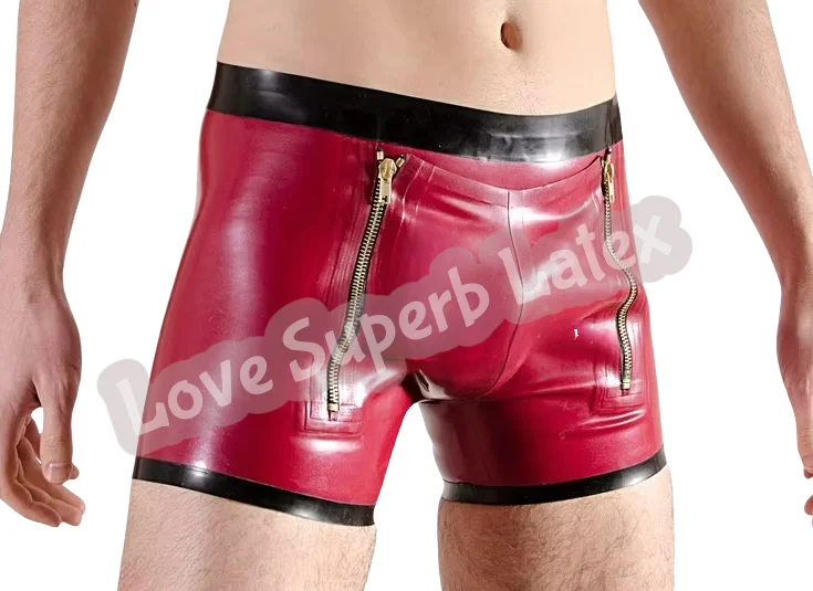 Мужские узкие шорты из натурального латекса, сексуальные шорты-боксеры с двойной молнией и разрезом спереди 
Мужские узкие шорты из натурального латекса, сексуальные шорты-боксеры с двойной молнией и разрезом спереди
