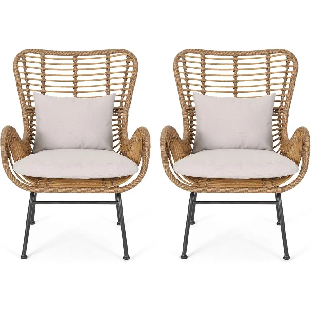 Light Brown and Beige Outdoor Wicker Club Chairs Set with Cushions (2-Piece)
Light Brown and Beige Outdoor Wicker Club Chairs Set with Cushions (2-Piece)