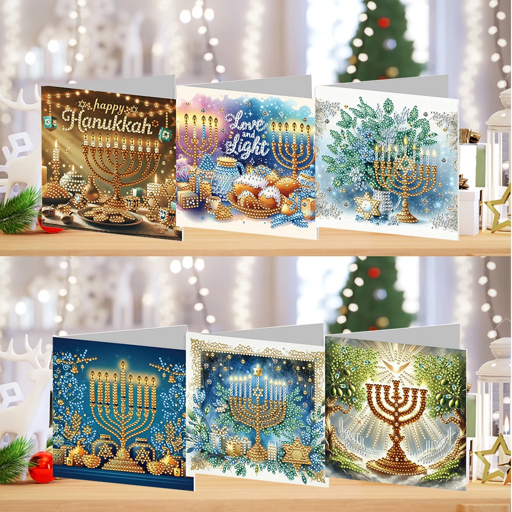 6PCS DIY Rhinestone Diamond Art Mosaic Postcards Hanukkah Theme Diamond Art Handmade Cards Thank You Cards and Holiday Blessings
6PCS DIY Rhinestone Diamond Art Mosaic Postcards Hanukkah Theme Diamond Art Handmade Cards Thank You Cards and Holiday Blessings
