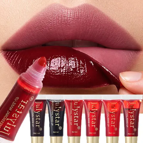 Lucidalabbra Peel-Off 6 Colori, Impermeabile a Lunga Durata, Rossetto Liquido Nero Rosso Effetto Strappabile, Non Appiccicoso, Idratante, Tinta Labbra per Trucco