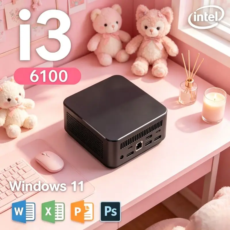 Energy-saving Intel Core I3 6100 Mini Desktop PC with Win11, Pocket Design, 32GB RAM, 1TB/2TB SSD, WiFi6 BT5.2 and Vivid 4K HD O
Energy-saving Intel Core I3 6100 Mini Desktop PC with Win11, Pocket Design, 32GB RAM, 1TB/2TB SSD, WiFi6 BT5.2 and Vivid 4K HD O
