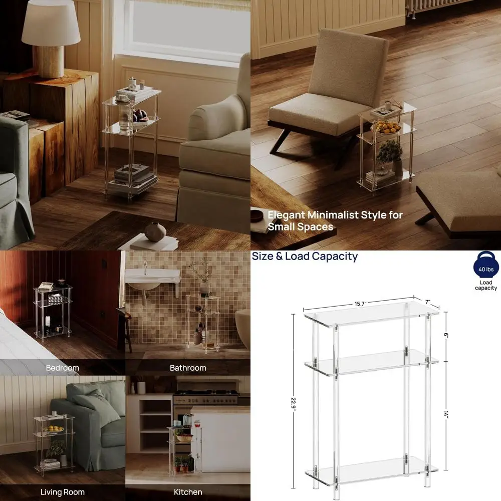 Прозрачный акриловый 3-ярусный узкий приставной столик, 7 дюймов в ширину, 15,7 дюймов в длину x 22,9 дюйма в высоту, для небольших помещений
Прозрачный акриловый 3-ярусный узкий приставной столик, 7 дюймов в ширину, 15,7 дюймов в длину x 22,9 дюйма в высоту, для небольших помещений