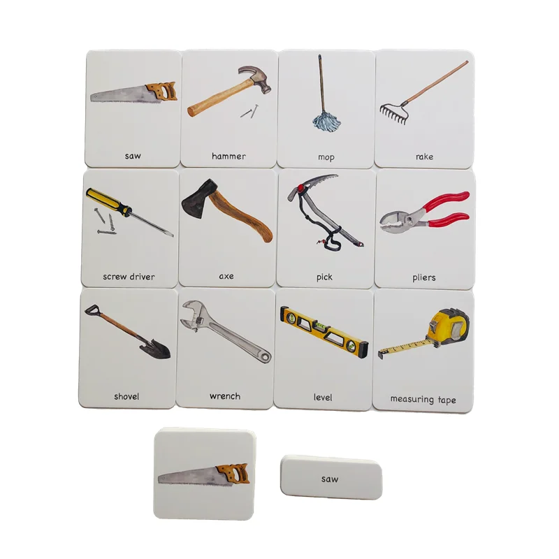 Montessori Language Materials 3-part Cards of Repair Tools Cognition Game for Children Early Learning Toys Educational Equipment
Montessori Language Materials 3-part Cards of Repair Tools Cognition Game for Children Early Learning Toys Educational Equipment