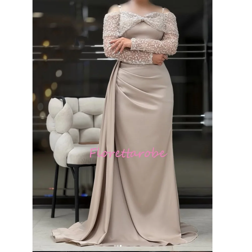 Sexy Off The Shoulder Full Sleeves Evening Dresses Beading Waist Pleated Mermaid Prom Formal Party Dress Customized
Sexy Off The Shoulder Full Sleeves Evening Dresses Beading Waist Pleated Mermaid Prom Formal Party Dress Customized