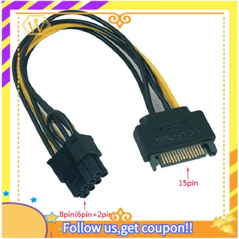 A01K-15Pin SATA Male To 8Pin(6+2) PCI-E Power Supply Cable SATA Cable 15-Pin To 8 Pin Cable 18AWG Wire For Graphic Card(5Pcs)
A01K-15Pin SATA Male To 8Pin(6+2) PCI-E Power Supply Cable SATA Cable 15-Pin To 8 Pin Cable 18AWG Wire For Graphic Card(5Pcs)
