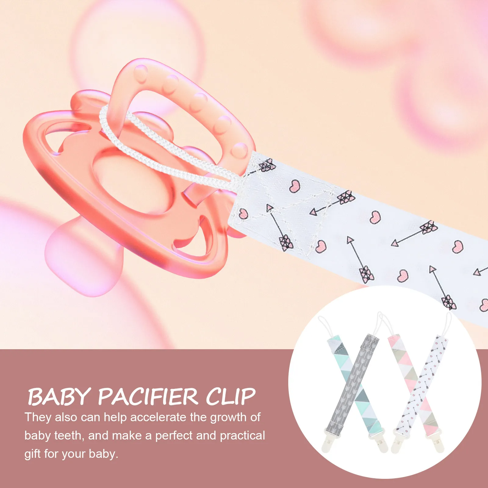 Набор из 4 легких и компактных декоративных держателей для детских пустышек с функцией прорезывателя, аксессуары для успокоения младенцев
Набор из 4 легких и компактных декоративных держателей для детских пустышек с функцией прорезывателя, аксессуары для успокоения младенцев