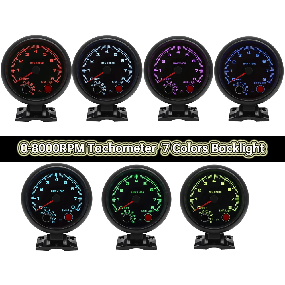 Universal 3.75 Inch Tachometer With 7 Colors Led 0-8000 Rpm Gauge Black Case Tachometer Car Meter with Shift Light Auto Gauge
Universal 3.75 Inch Tachometer With 7 Colors Led 0-8000 Rpm Gauge Black Case Tachometer Car Meter with Shift Light Auto Gauge