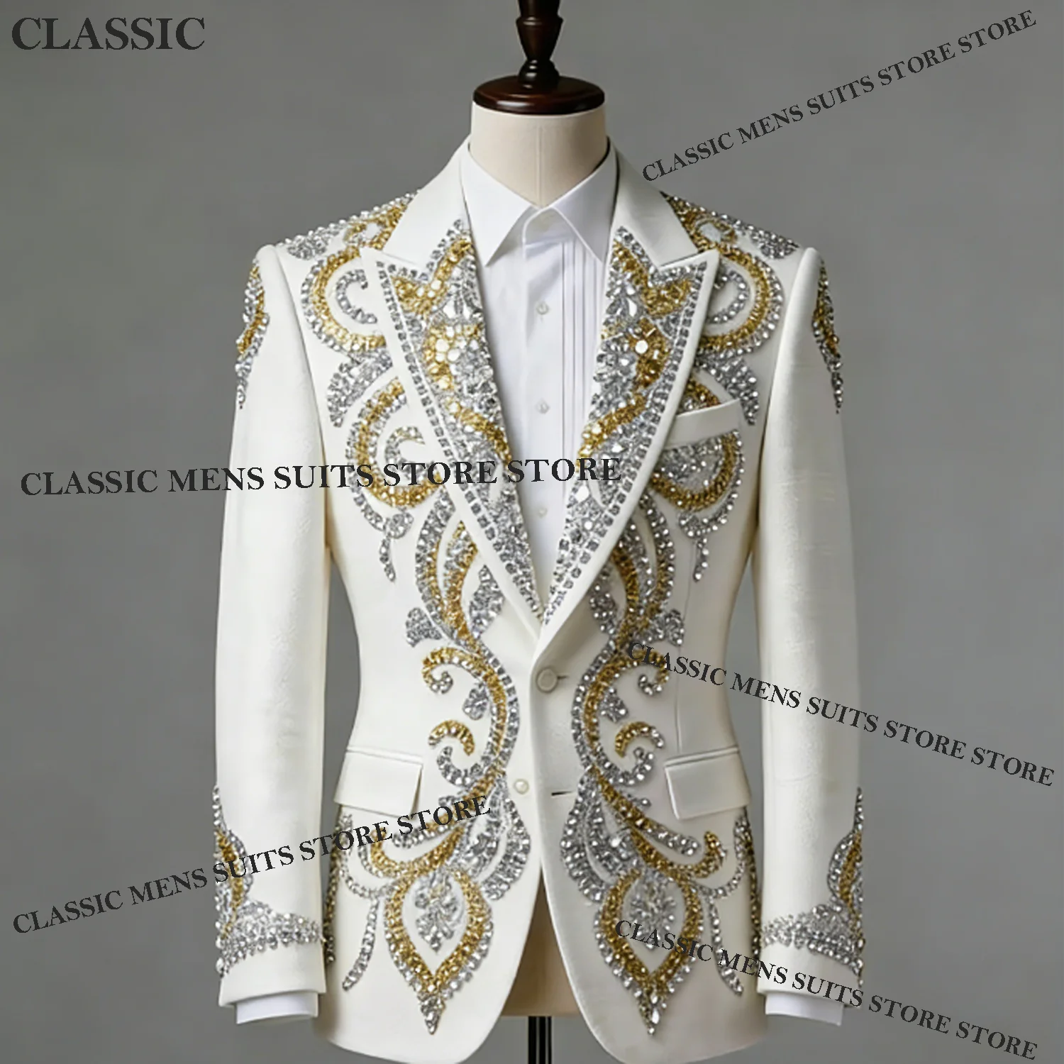 Индивидуальные свадебные смокинги для мужчин с кристаллами и стразами, приталенные костюмы, комплекты из 2 предметов, мужские пиджаки для жениха
Индивидуальные свадебные смокинги для мужчин с кристаллами и стразами, приталенные костюмы, комплекты из 2 предметов, мужские пиджаки для жениха