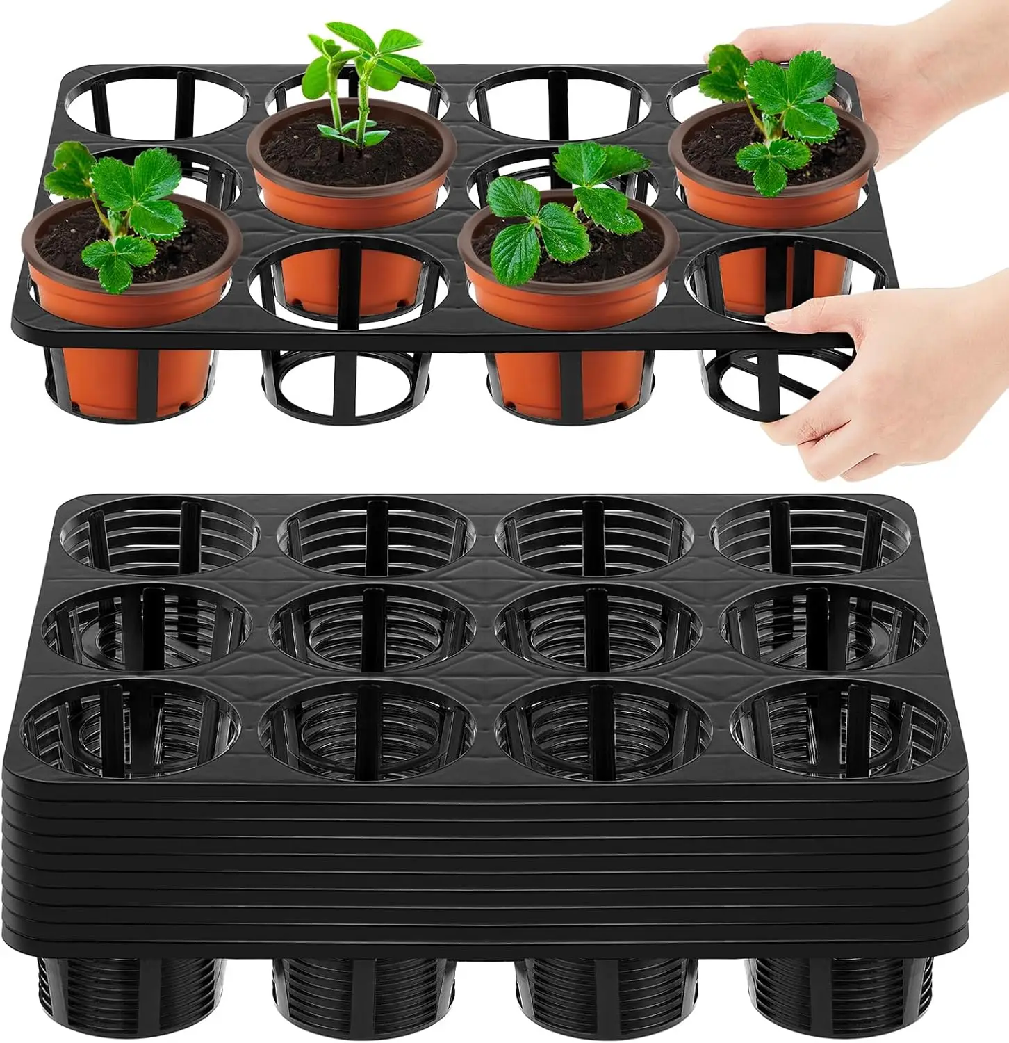 10 Pcs 12 Cell Nursery Planter Pots Trays 16.73" x 12.6" Plastic Pots Plant Tray for 4 Inch Round Nursery Planter Seedli
10 Pcs 12 Cell Nursery Planter Pots Trays 16.73" x 12.6" Plastic Pots Plant Tray for 4 Inch Round Nursery Planter Seedli