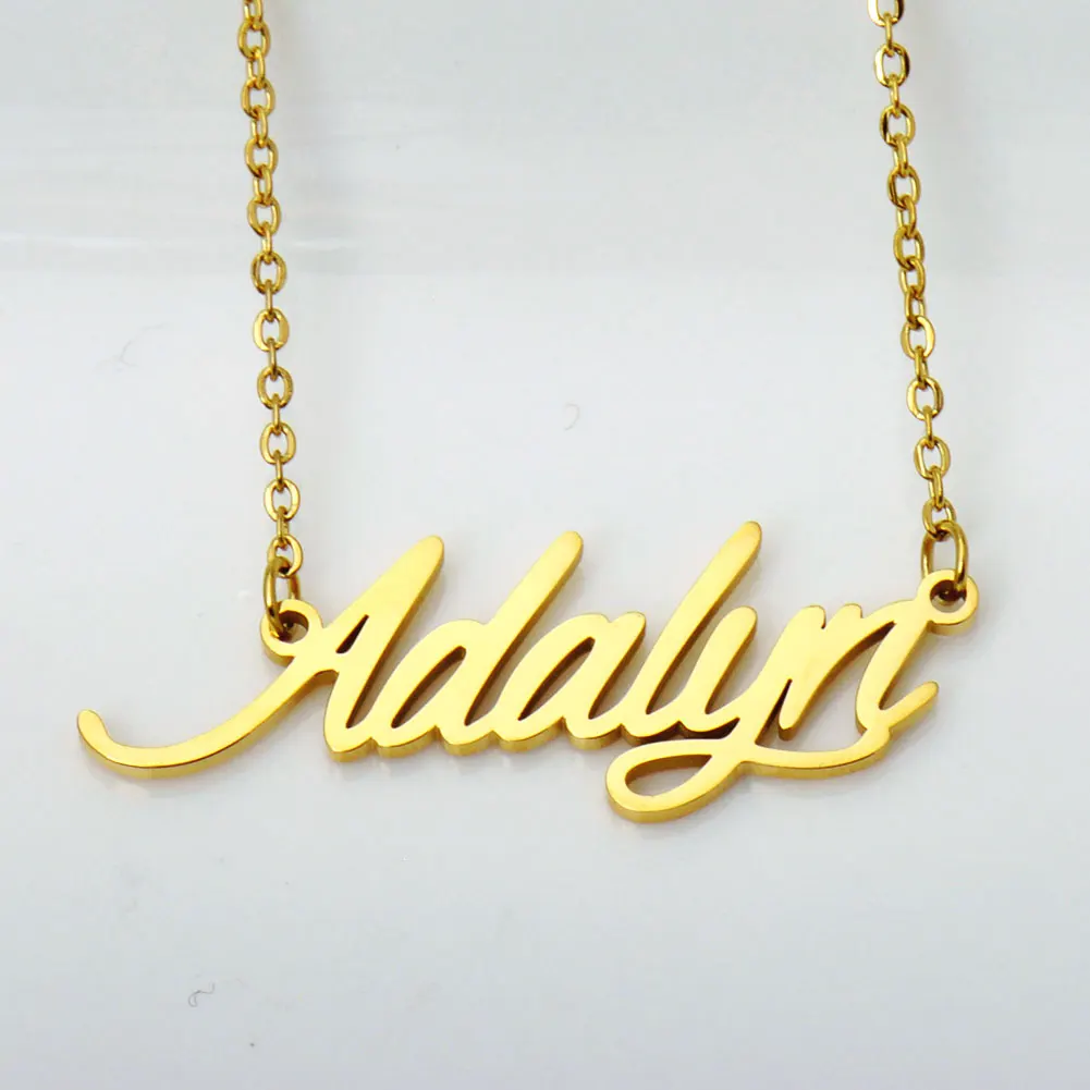 AOLOSHOW Adalyn Name Necklace for Women Gold-Color Stainless Steel Cursive Letter Charm Unisex Gift Jewelry
AOLOSHOW Adalyn Name Necklace for Women Gold-Color Stainless Steel Cursive Letter Charm Unisex Gift Jewelry