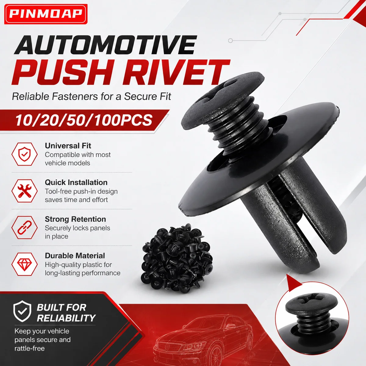 PINMOAP Auto Trim Push Retainer Clips 10/20/50/100PCS Nylon Fastener Rivets For Car Bumper Fender Door Panel Interior Fixing
PINMOAP Auto Trim Push Retainer Clips 10/20/50/100PCS Nylon Fastener Rivets For Car Bumper Fender Door Panel Interior Fixing