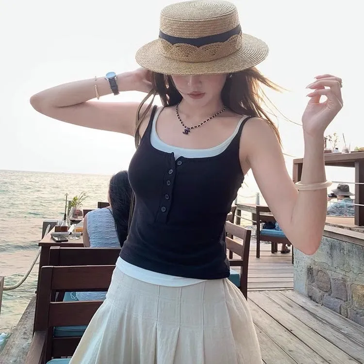 Color Block Crop Top with Removable Chest Pads Slimming Summer Fashion for Women
Color Block Crop Top with Removable Chest Pads Slimming Summer Fashion for Women