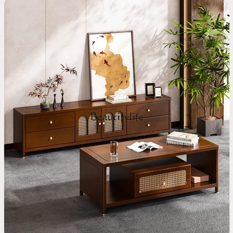 yj5New Chinese-style solid wood coffee table TV cabinet combination modern simple furniture
yj5New Chinese-style solid wood coffee table TV cabinet combination modern simple furniture