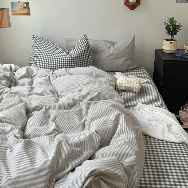 Pure Cotton Color Woven Bedding Set Striped Bed eet Bed Skirt Duvet Cover Pillowcase Dormi Bedding Tee Piece Set
Pure Cotton Color Woven Bedding Set Striped Bed eet Bed Skirt Duvet Cover Pillowcase Dormi Bedding Tee Piece Set