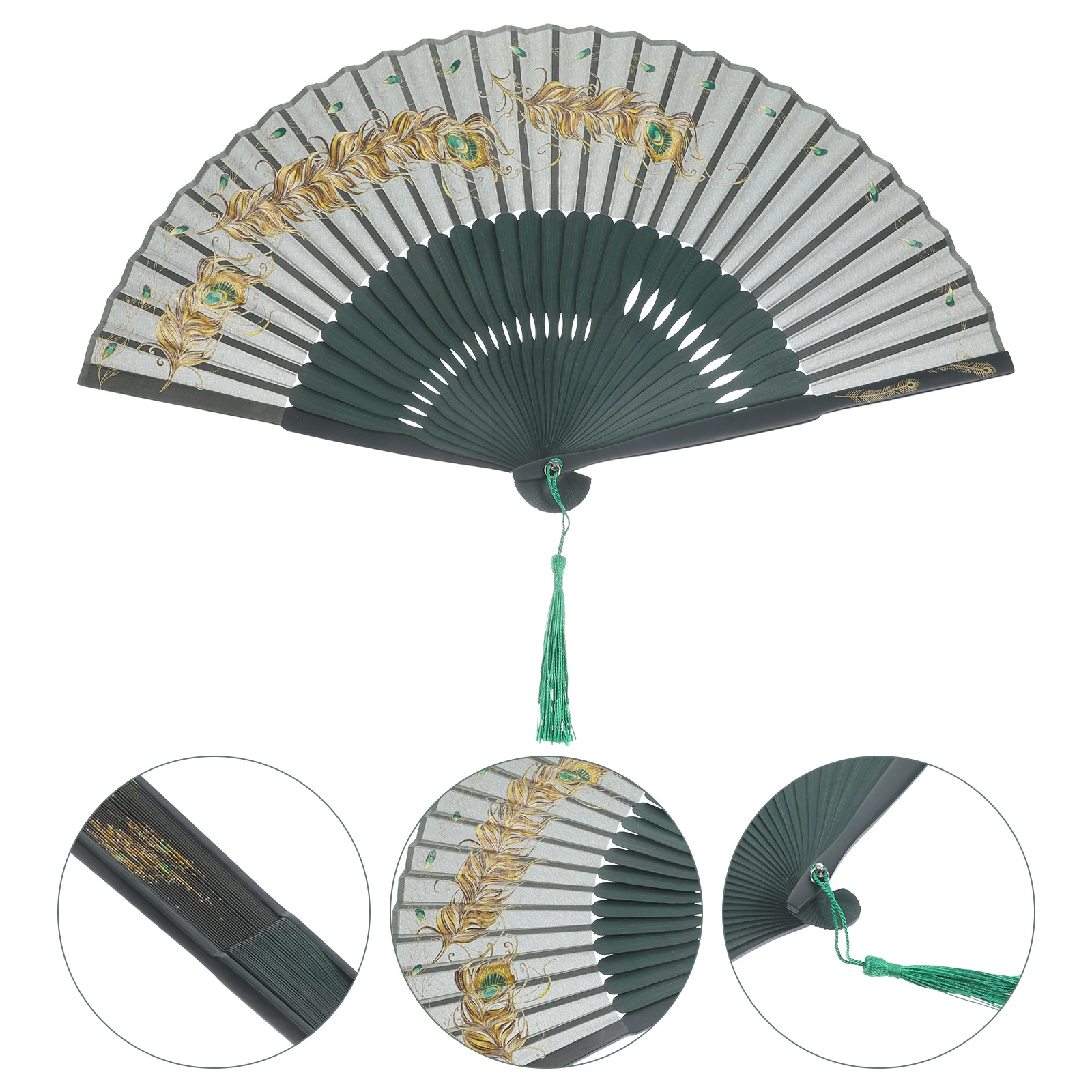 Peacock Plume Pattern Folding Hand Fan Vintage Fabric Bamboo Handle Dance Party Photography Prop Summer Cooling Handheld
Peacock Plume Pattern Folding Hand Fan Vintage Fabric Bamboo Handle Dance Party Photography Prop Summer Cooling Handheld