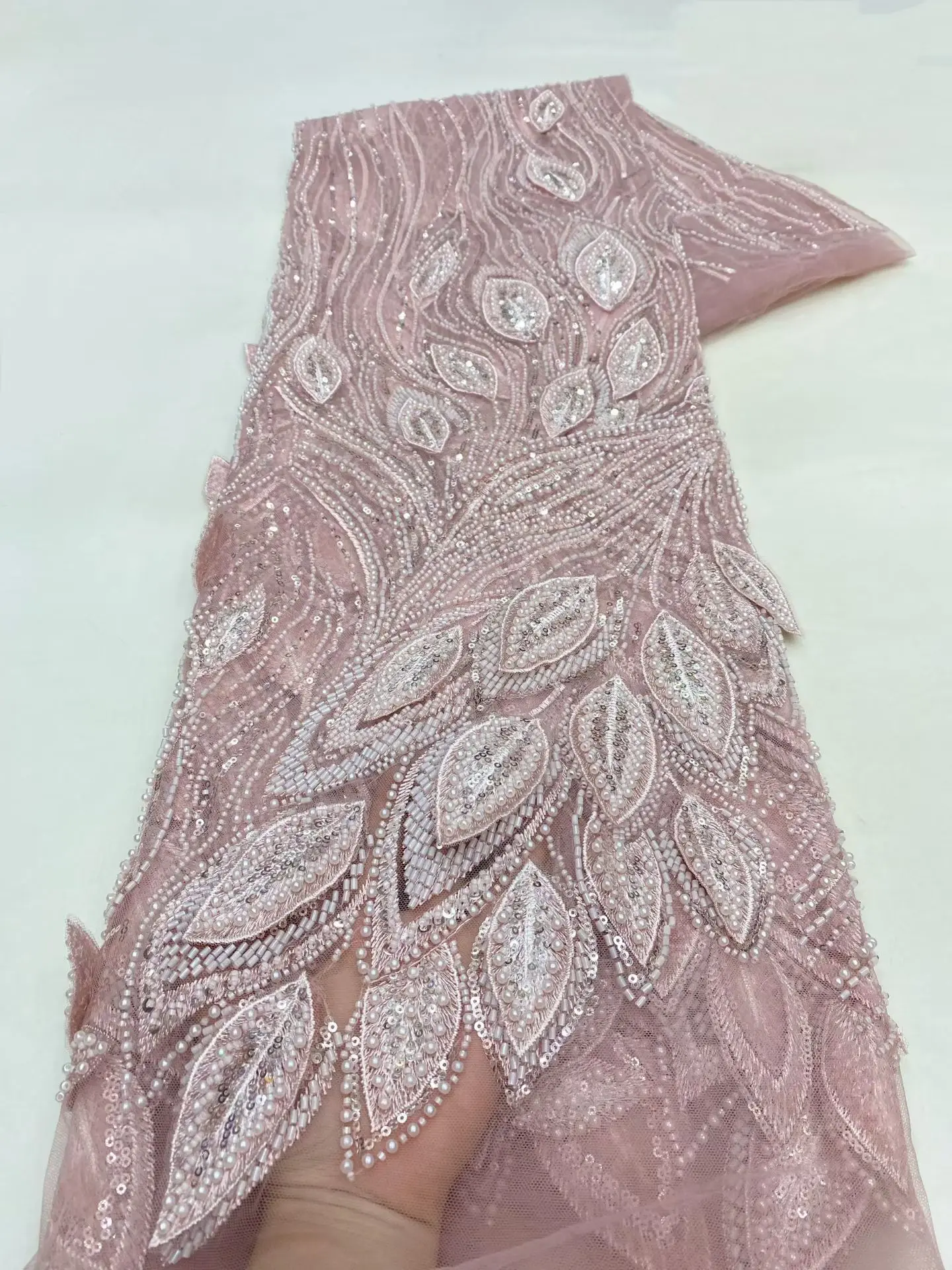 Luxury African Beaded Lace Fabric High Quality 2026 Beads 3d Embroidery French Tulle Laces 5 Yards for Nigerian Wedding Dress
Luxury African Beaded Lace Fabric High Quality 2026 Beads 3d Embroidery French Tulle Laces 5 Yards for Nigerian Wedding Dress