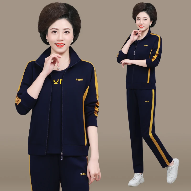 Повседневный спортивный костюм-двойка для женщин среднего и старшего возраста: топ с отложным воротником и длинные брюки на молнии, весна-осень
Повседневный спортивный костюм-двойка для женщин среднего и старшего возраста: топ с отложным воротником и длинные брюки на молнии, весна-осень