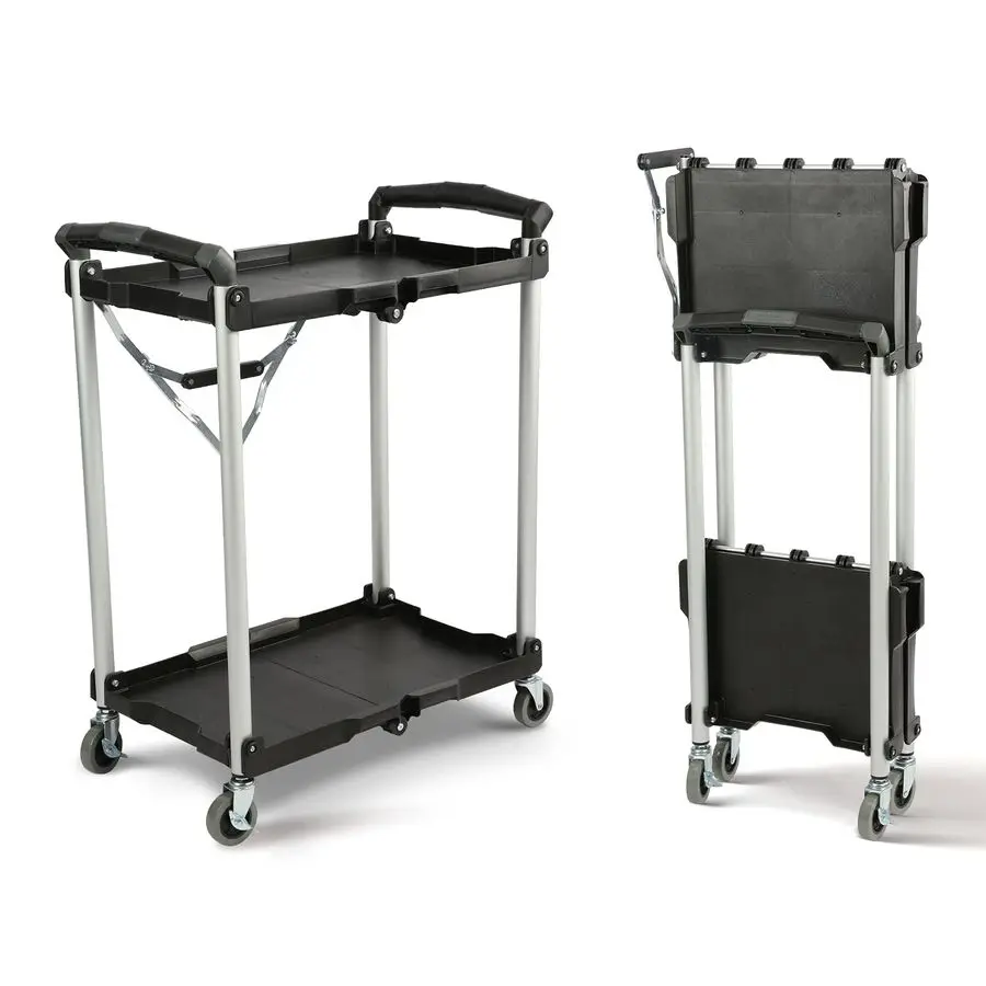 89356 PackNRoll Folding Collapsible Service Cart, Black, 50 Lb. Load Capacity per Shelf, 2Layers
89356 PackNRoll Folding Collapsible Service Cart, Black, 50 Lb. Load Capacity per Shelf, 2Layers