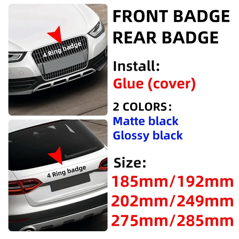 1PCS ABS Car Front Hood Rear Trunk Logo Emblem Badge Sticker for Audi S A3 A4 B8 8P 8V B6 A5 A6 C7 Q5 B9 B7 C6 A1 Q7 Q3 Tt A7 8L
1PCS ABS Car Front Hood Rear Trunk Logo Emblem Badge Sticker for Audi S A3 A4 B8 8P 8V B6 A5 A6 C7 Q5 B9 B7 C6 A1 Q7 Q3 Tt A7 8L