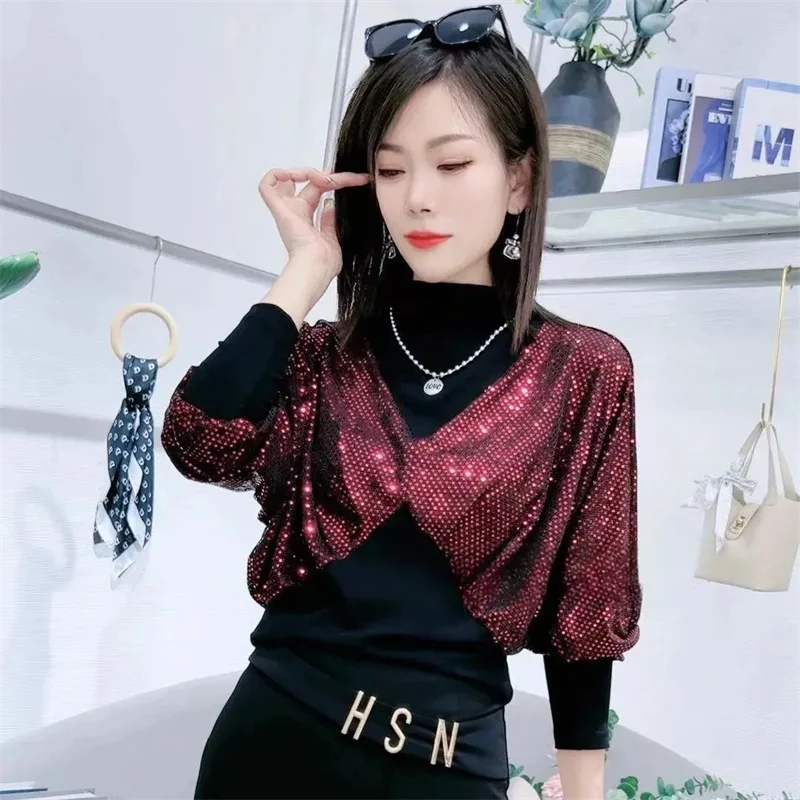 Spring Summer Fake Two Pieces Shirt 2025 New Half-High Collar Women's Clothes Blouse CONTRAST COLOR Fashion Female Pullover
Spring Summer Fake Two Pieces Shirt 2025 New Half-High Collar Women's Clothes Blouse CONTRAST COLOR Fashion Female Pullover