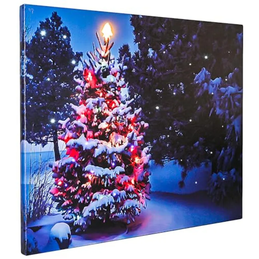 Fiber Optic - Canvas Wall Art w/Twinkle Lights, w/Timer Run by Batteries, Winter Snowy Scene 17x14in Framed, Ready to Hang Ligh
Fiber Optic - Canvas Wall Art w/Twinkle Lights, w/Timer Run by Batteries, Winter Snowy Scene 17x14in Framed, Ready to Hang Ligh