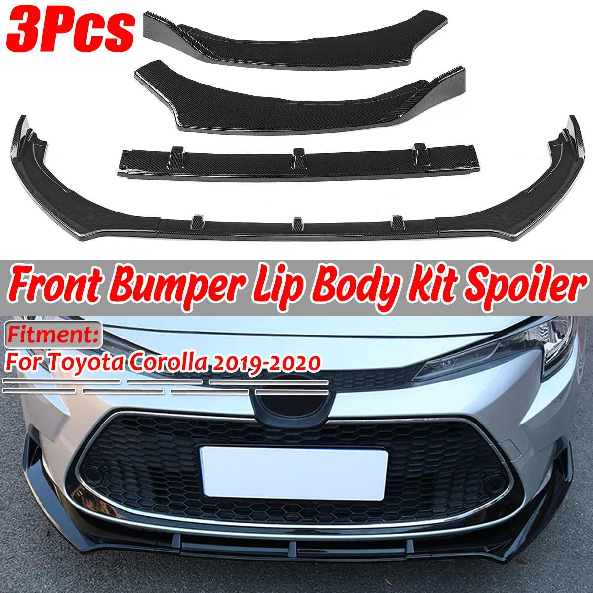 New 3 Piece Car Front Bumper Splitter Lip Diffuser Body Kit Spoiler Guard Protection Lip For Toyota For Corolla 2019-2020
New 3 Piece Car Front Bumper Splitter Lip Diffuser Body Kit Spoiler Guard Protection Lip For Toyota For Corolla 2019-2020