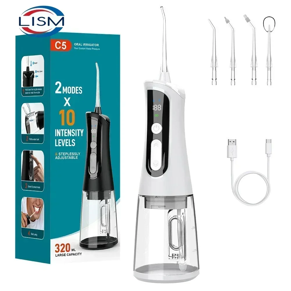 USB Rechargeable Water Flosser Cordless Dental Jet 320ML Oral Irrigator with 5 Tips for Teeth Cleaning Travel
USB Rechargeable Water Flosser Cordless Dental Jet 320ML Oral Irrigator with 5 Tips for Teeth Cleaning Travel